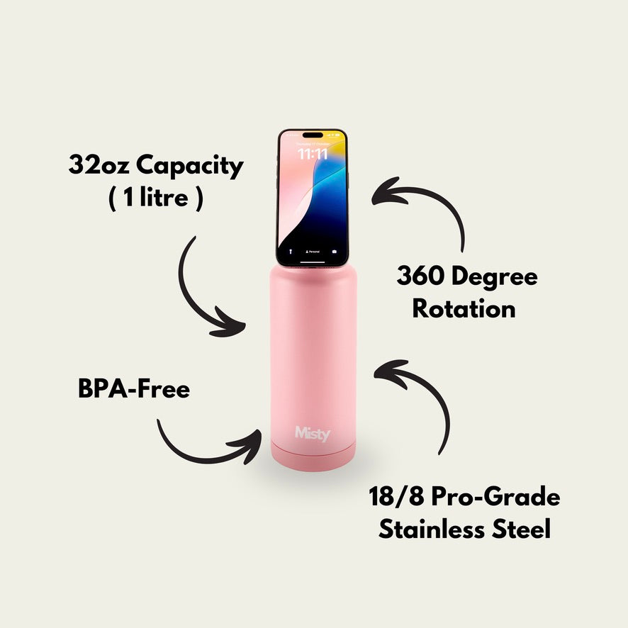 Thermal water bottle with magsafe phone holder