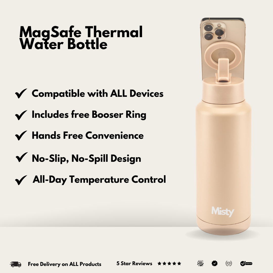 Thermal water bottle with magsafe phone holder